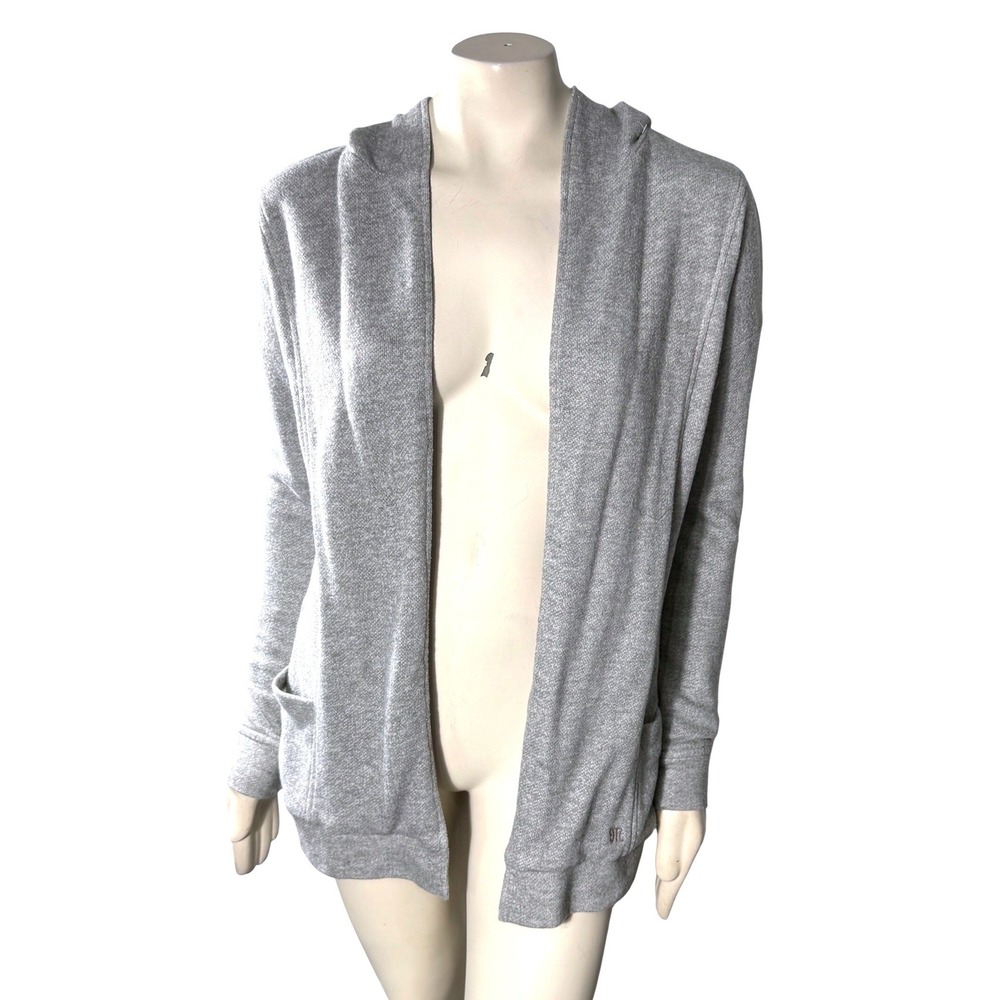 Miss Me Women's M Gray‎ Hooded Open Front Cardigan Pockets Lounge Athleisure